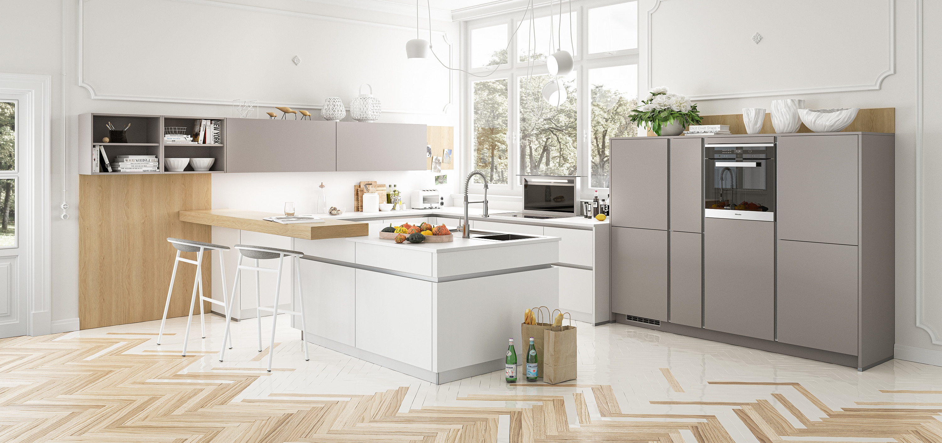 Artego Küche Arktisgrau Alpinweiß Eiche Sand